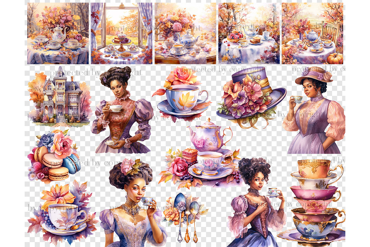Black Woman Autumn Clipart, a Person Illustration by GlamArtZhanna (Photo 5 of 5)