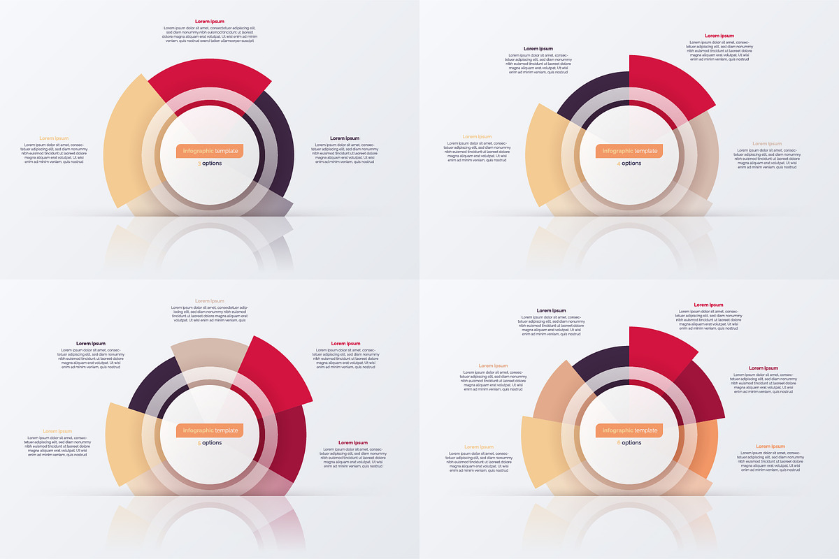 Set of circle infographic diagrams, a Presentation Template by rikkyal