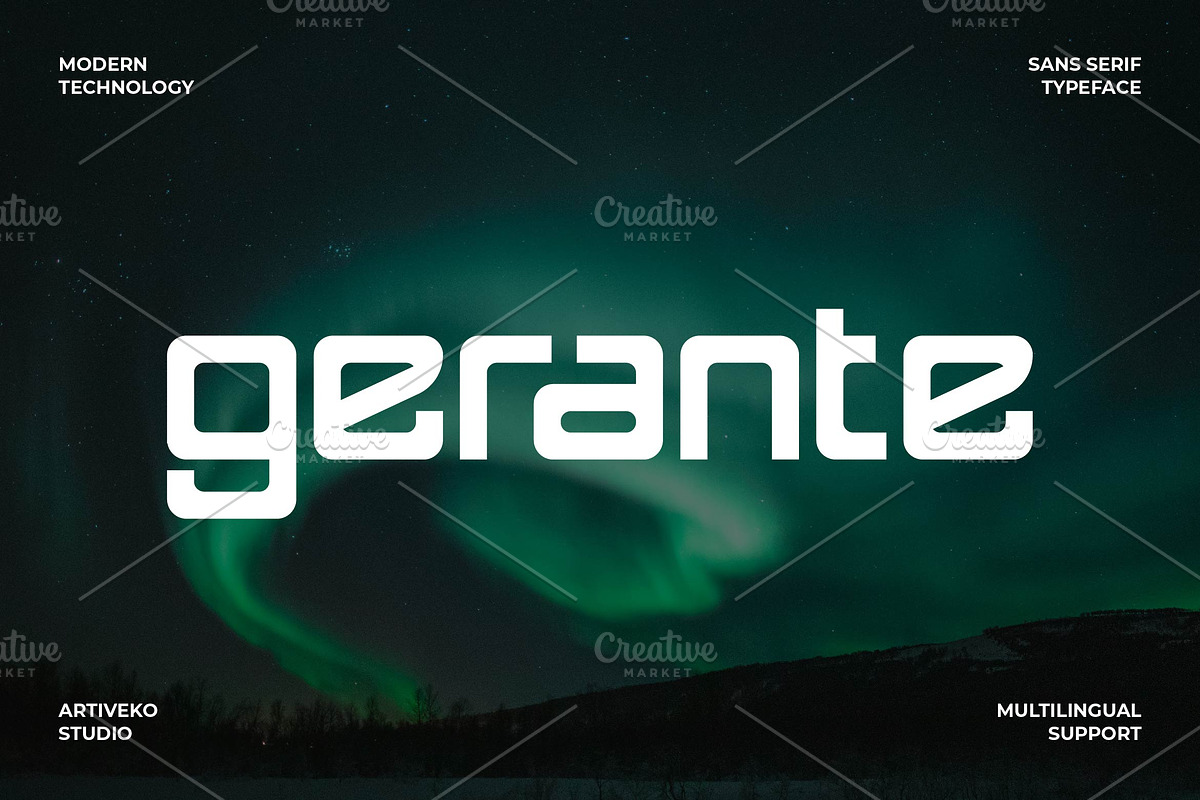 Gerante Technology Font, a Sans Serif Font by Artiveko (Photo 1 of 8)