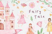 Watercolor Fairy Tale Clipart, a Decorative Illustration by MilanaDesignShop (Thumbnail 1 of 3)