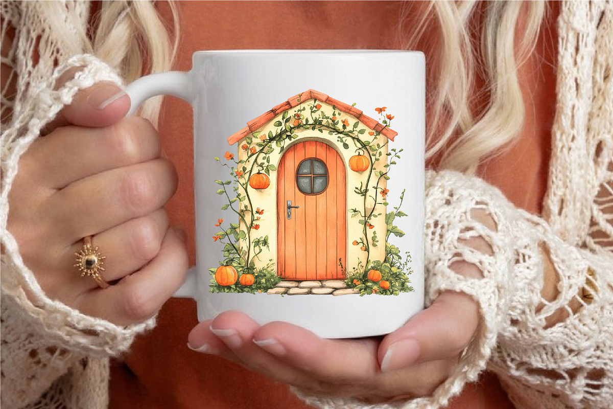 Watercolor Orange Cottage Life Clipa, an Illustration by designcity5 (Photo 5 of 5)