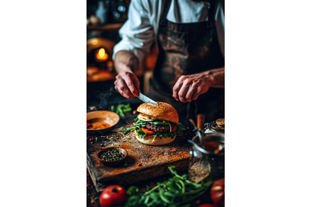 Man hands hold cheese burger, a Food & Drink Photo by Yulia Furman