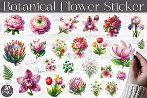 Botanical Flower Sticker Clipart, an Illustration by Designworld