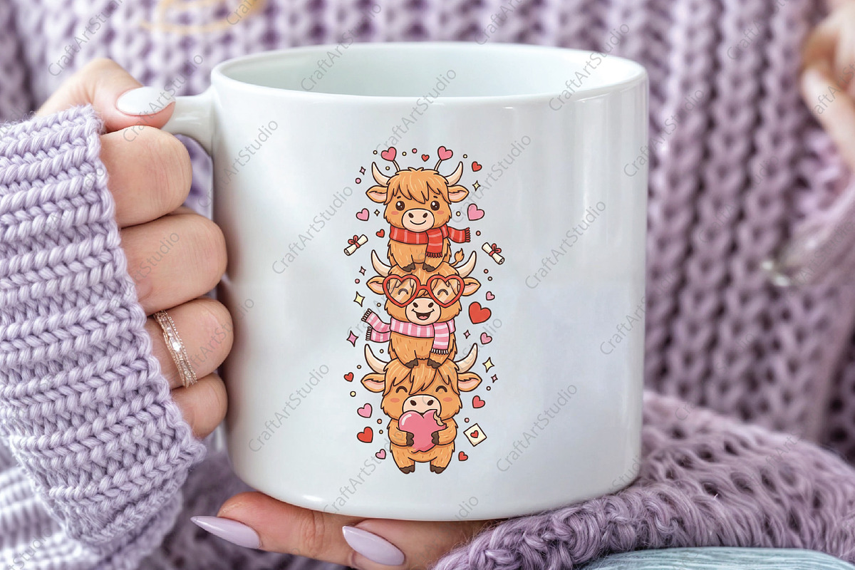 Highland Cow Valentine PNG, an Illustration by CraftArtStudio (Photo 2 of 4)