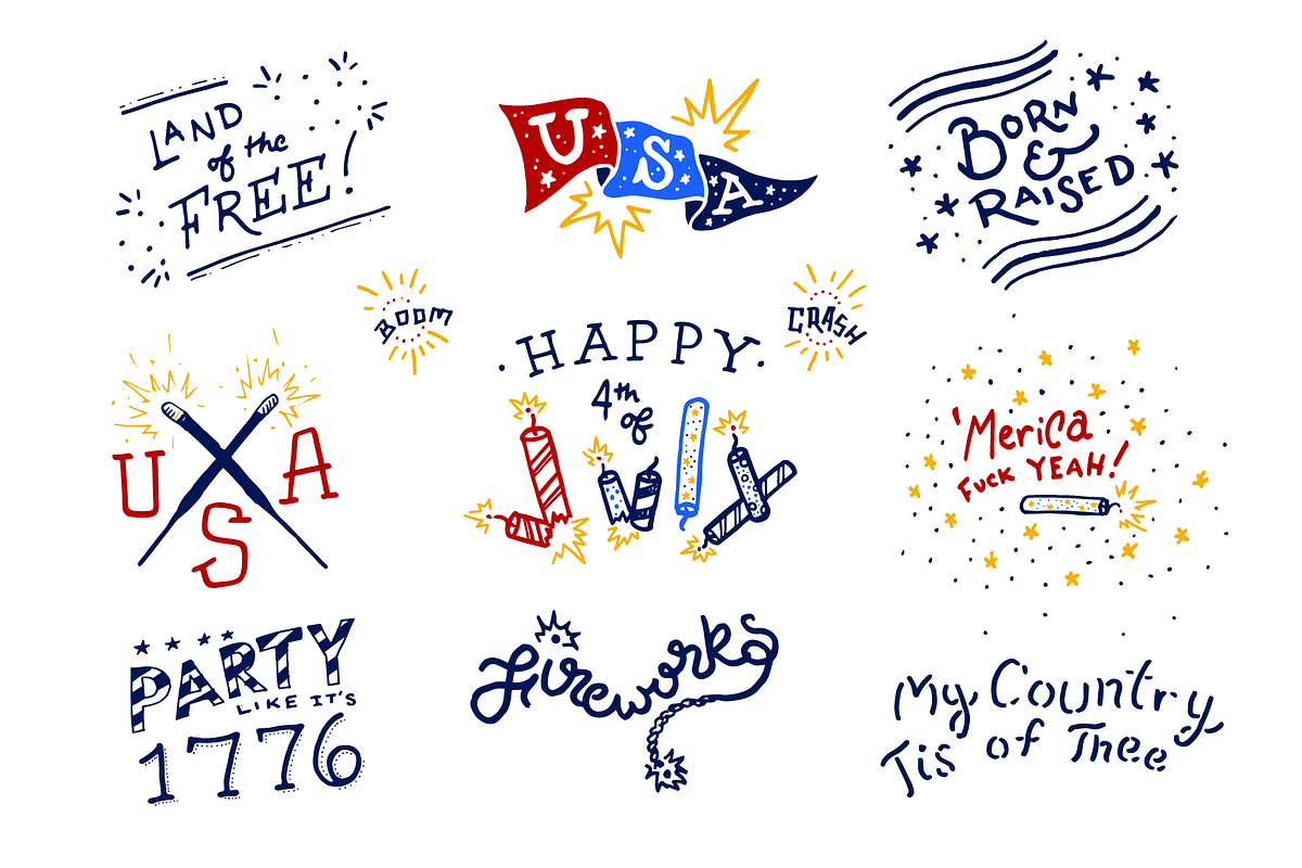 4th of July Americana Lettering, a Seasonal Illustration by JoshuaRed Design (Photo 3 of 6)