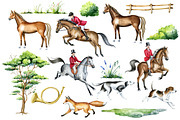 Fox Hunting watercolor clipart, an Animal Illustration by SimpleWishesArt (Thumbnail 2 of 7)
