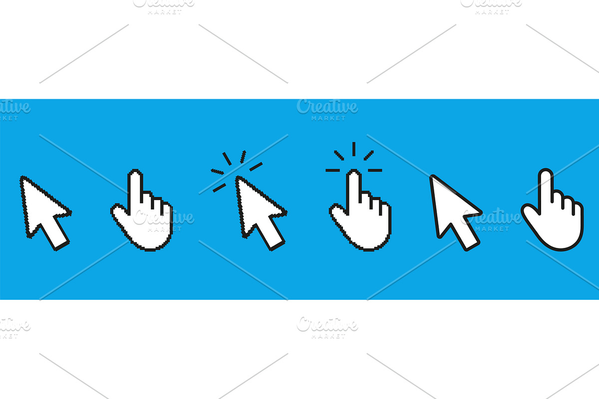 Cursor And Pointer Icons Pixelated, an Object Illustration by Vector Creator