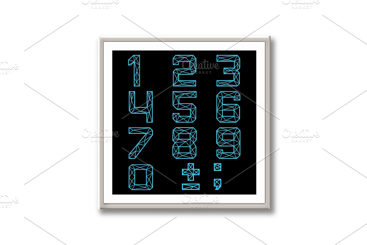 Neon glittering alphabet - numbers, an Outline Icon by RODINA (Photo 2 of 3)