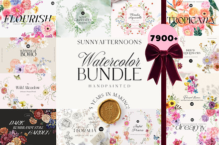 Watercolor Floral BUNDLE handpainted