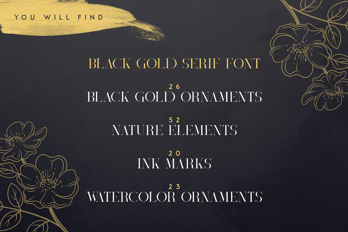 SALE! Black Gold serif typeface preview 3