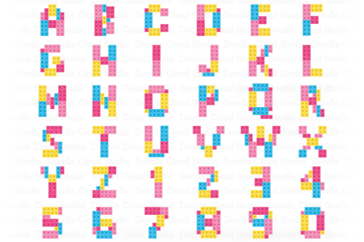 Girly Building Blocks Alphabet SVG., a Decorative Illustration by ...