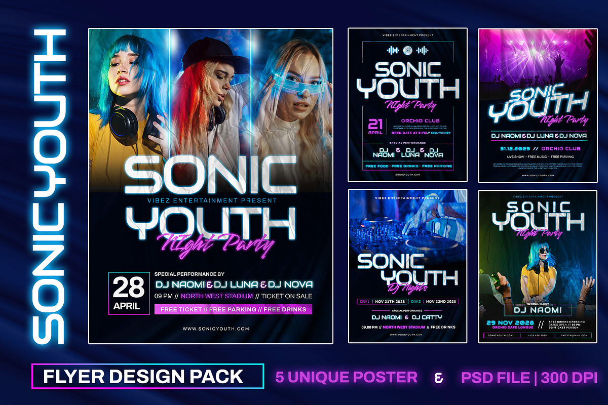SONIC - DJ Event Flyer Templates, a Flyer Template by Inviline.co (Photo 1 of 7)
