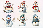 Watercolor Christmas Snowman Clipart, an Illustration by Dream Creation (Thumbnail 3 of 6)