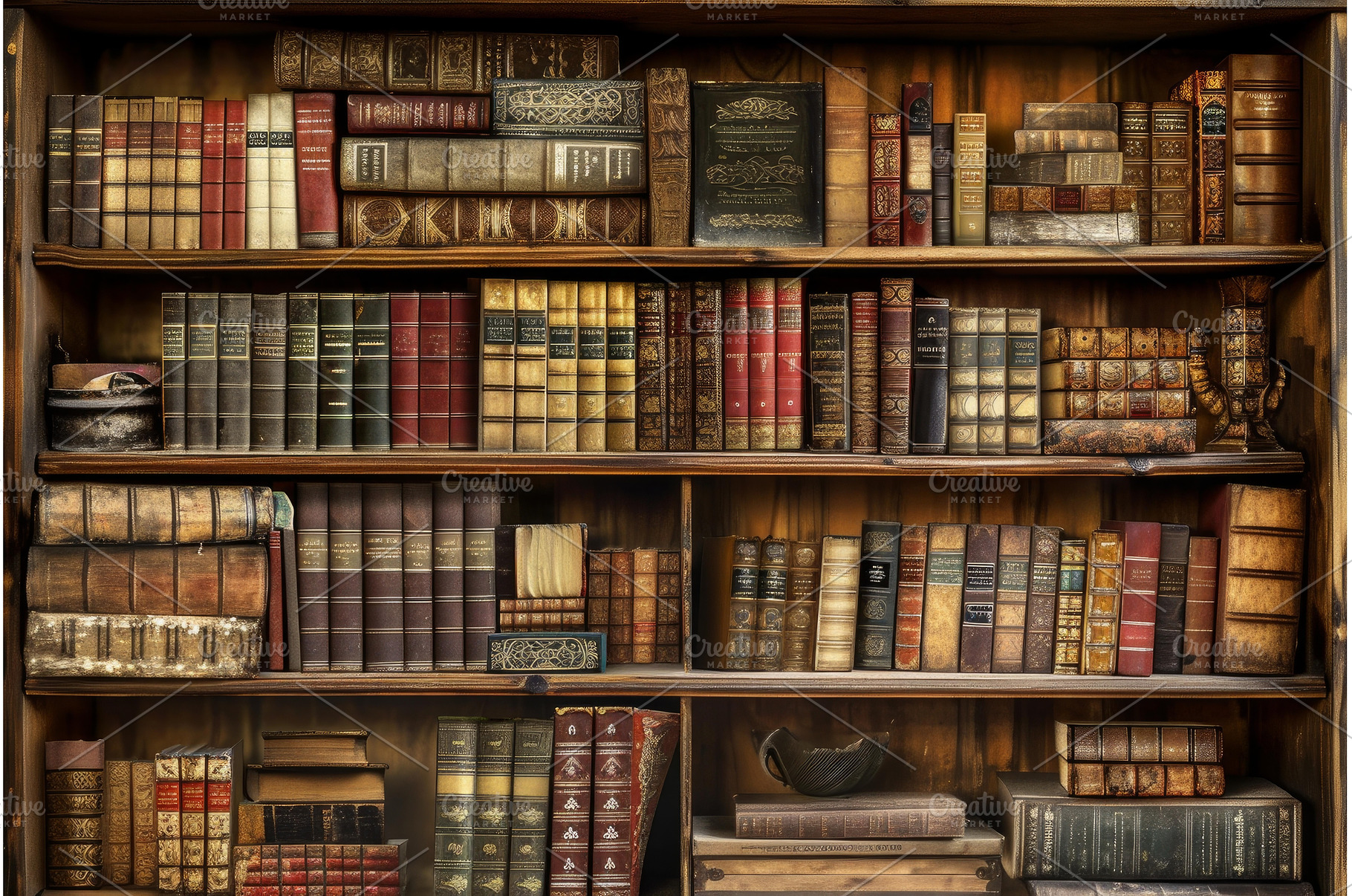 Antique bookshelf background, a School & Education Photo by Ylivdesign