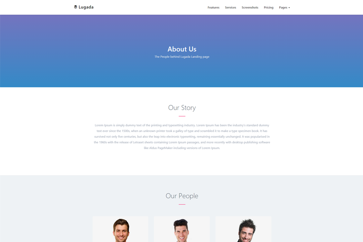 Lugada - Responsive Landing Template, a Bootstrap Template by Coderthemes (Photo 4 of 6)