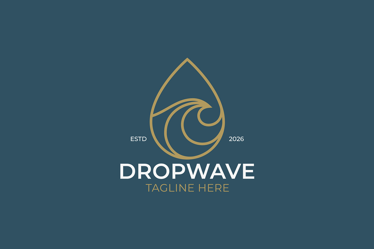 Golden Water Droplet Wave Logo, a Branding & Logo Template by Signatoro (Photo 2 of 3)