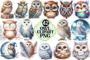 Owl Clipart Bundle, an Illustration by Pixels.Craft