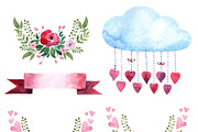 Watercolor set - Valentine's Day, a Decorative Illustration by Antikva17 (Thumbnail 2 of 7)
