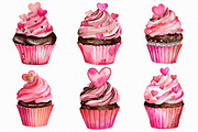 Watercolor Valentines Day Cupcakes, an Illustration by Libby Wishes (Thumbnail 6 of 7)