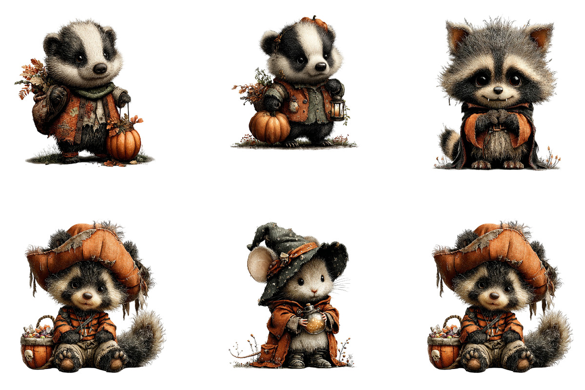 Cute Whimsical Halloween Clipart, a Seasonal Illustration by CreationArt (Photo 6 of 6)
