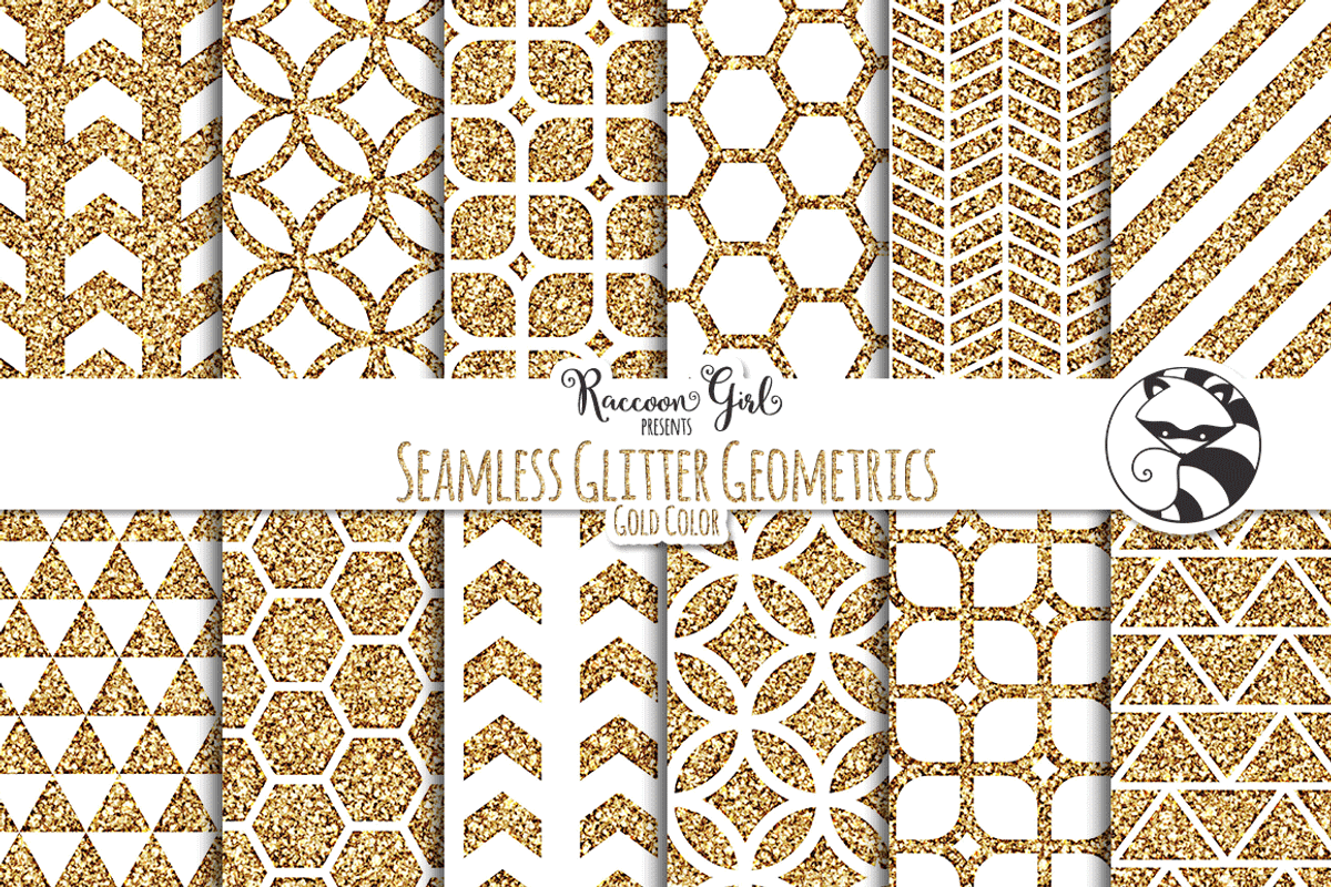 Seamless Glitter Geometrics Gold, a Pattern Graphic by RaccoonGirl Design (Photo 1 of 3)