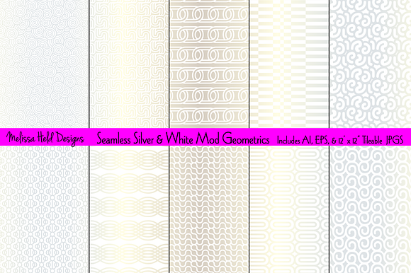 Seamless Silver White Mod Geometrics preview 7