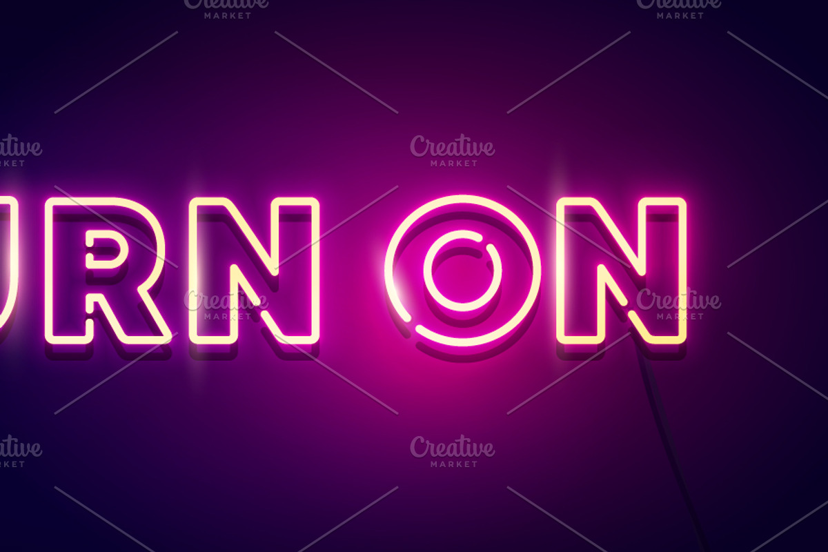 Retro Neon Light Font Set, an Object Graphic by Black White Mouse Design (Photo 3 of 3)
