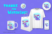 Set cartoon Blue puppy. Tshirt, PNG., an Animal Illustration by KENO Mascots (Thumbnail 4 of 4)