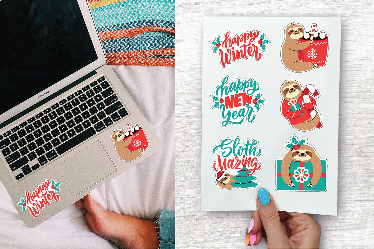 Sloth illustration. Christmas animal, an Animal Illustration by Lettering_Logo (Photo 3 of 7)