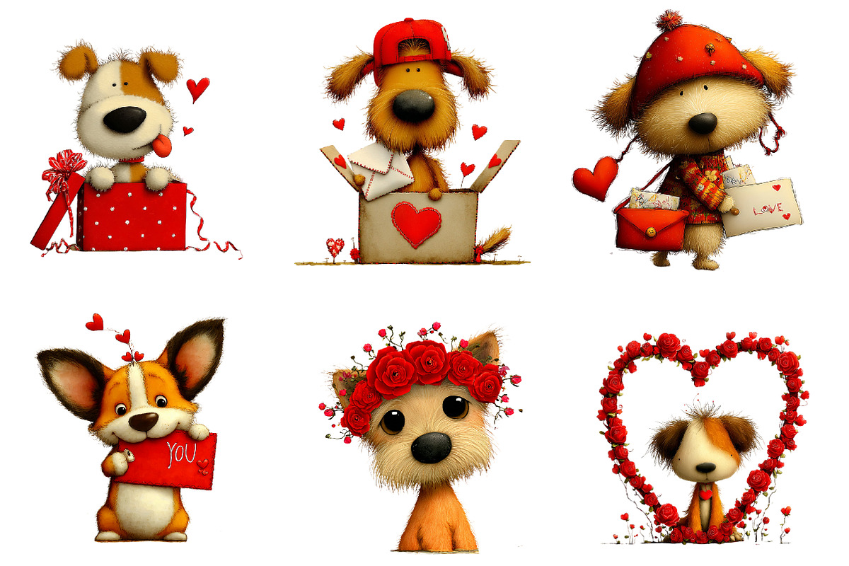 cute-watercolor valentines dog clipa, an Illustration by CreationArt (Photo 5 of 5)