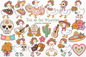 Dia de los Muertos Silly Goose PNG