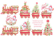 Christmas train watercolor clipart, an Illustration by MarinadeArt (Thumbnail 5 of 8)