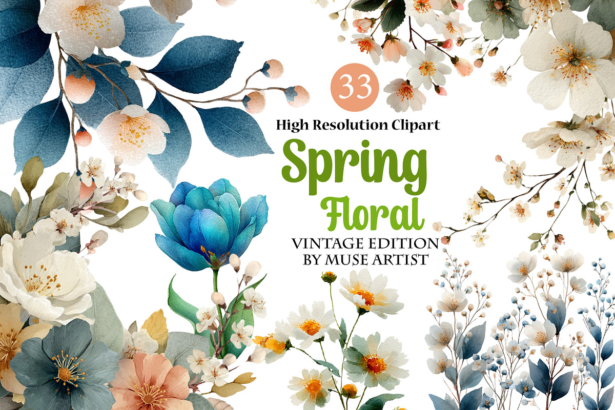 Spring Floral Clipart, an Illustration by DreamArtGraphic (Photo 1 of 4)