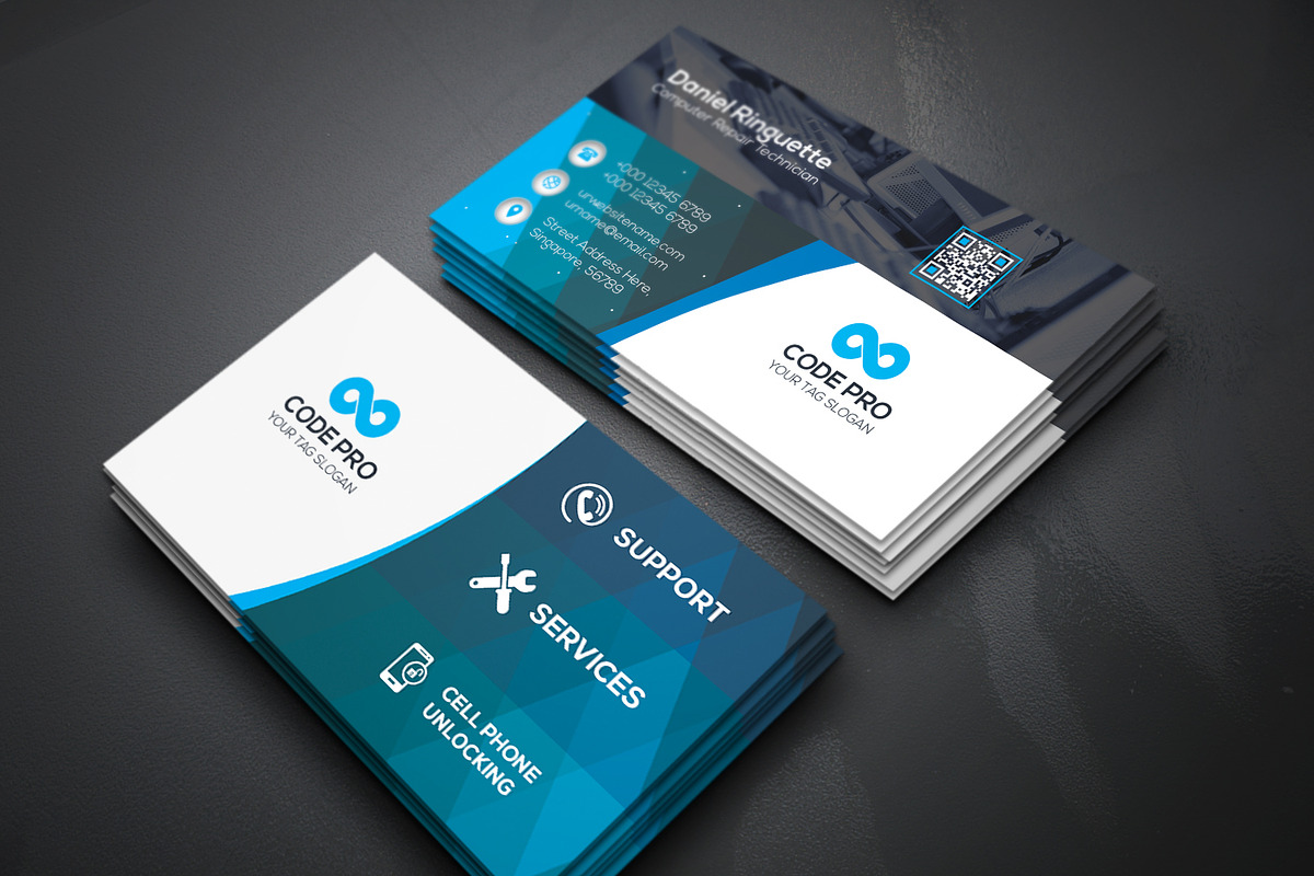 Mobile Repair Business Card, a Business Card Template by Genereux Art