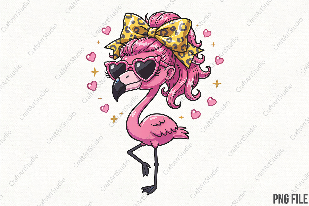 Cute Flamingo Leopard Bow Summer Png, an Illustration by CraftArtStudio (Photo 1 of 4)