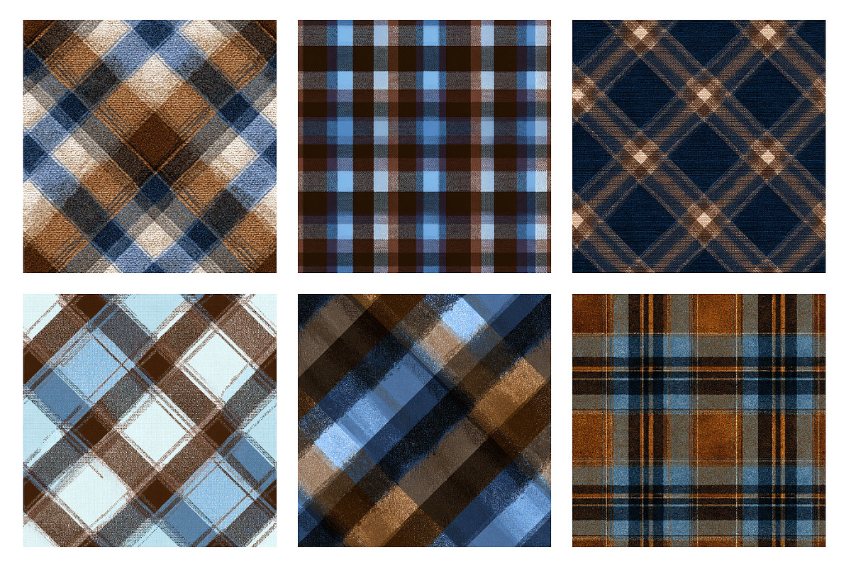 Blue and Brown Plaid Patterns, an Illustration by Dream Creation (Photo 2 of 4)