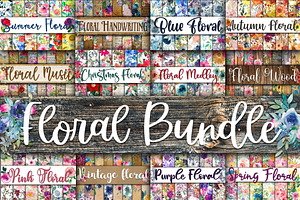 Floral Digital Paper Bundle