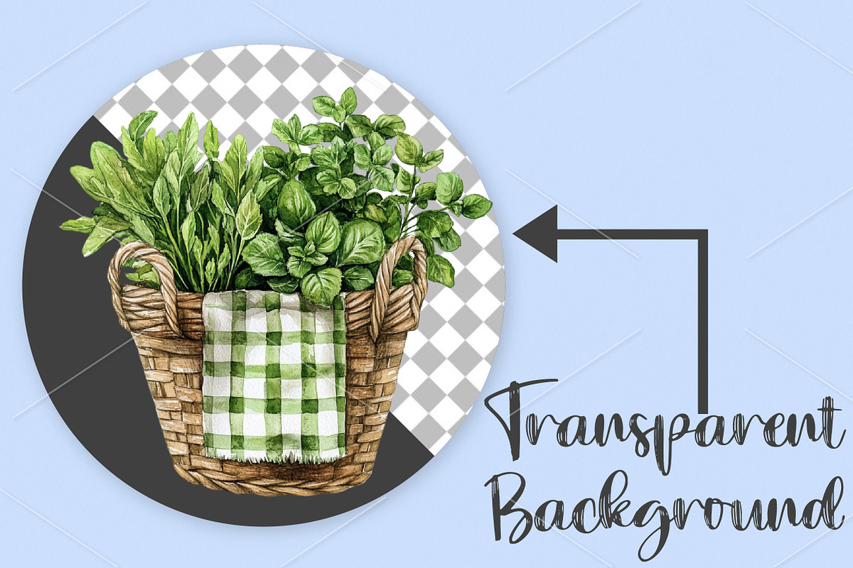 Luxury Green Gingham Summer Clipart, an Illustration by Canvas Craft (Photo 2 of 7)