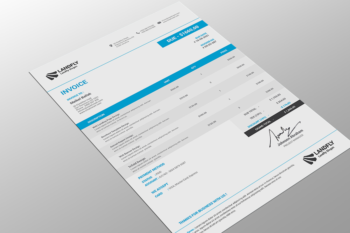New Invoice Design, a Print Template by alimran24 (Photo 4 of 6)