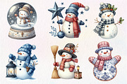 Christmas Blue Toile Snowman Clipart, an Illustration by Dream Creation (Thumbnail 5 of 7)