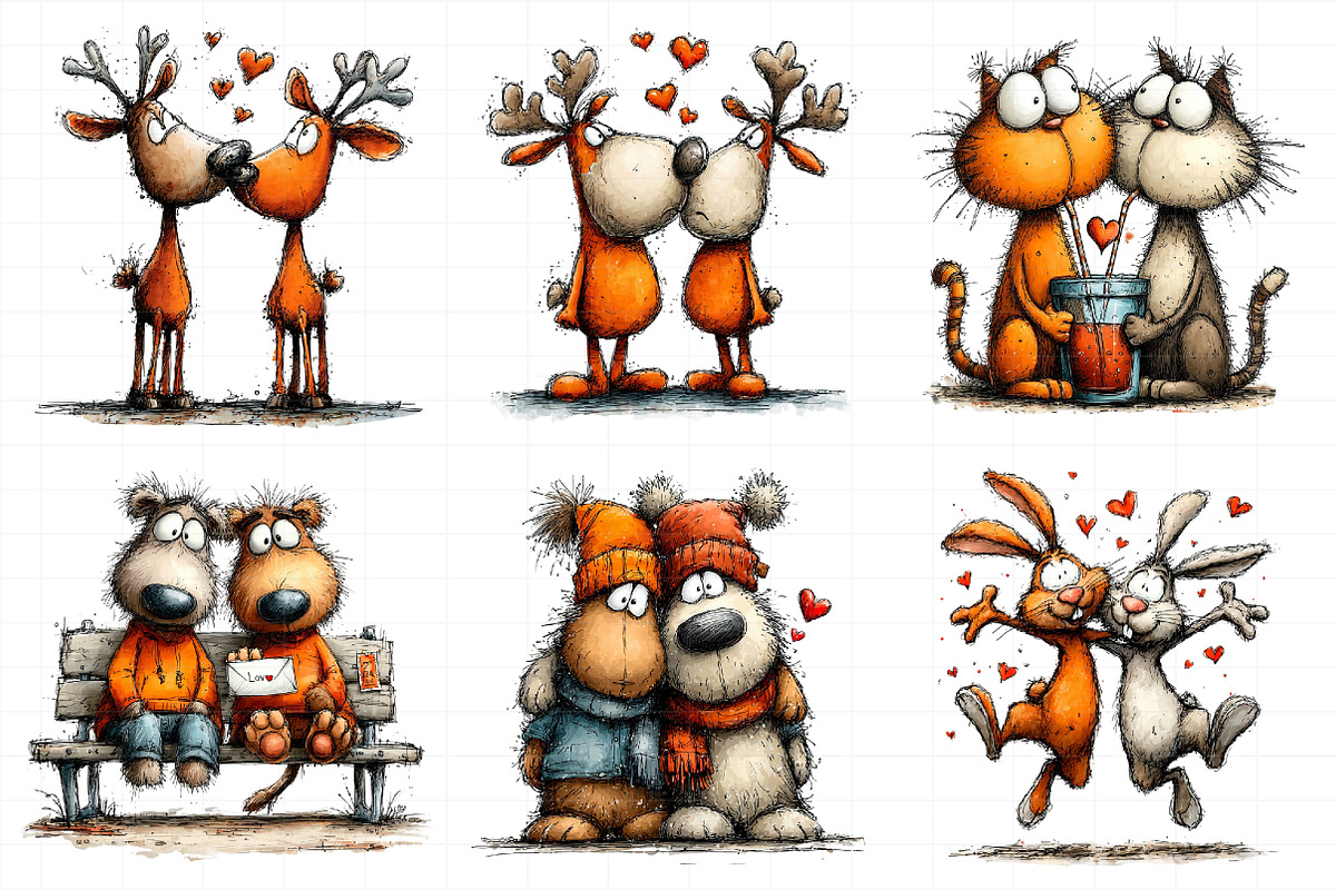 Whimsical Valentine Animal Couples C, an Illustration by Daily.Designs (Photo 3 of 8)