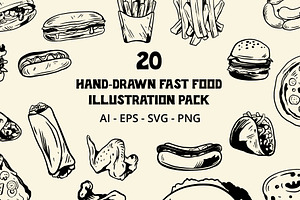 Hand Drawn Fast Food Illustration, a Food Illustration by Pokal Studio