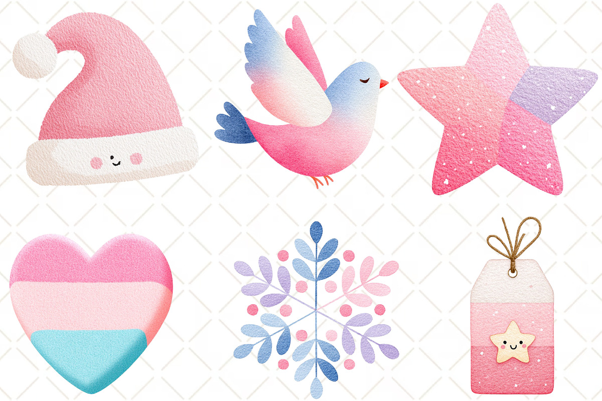 Pastel Christmas Clipart, an Illustration by Black Bird Studio (Photo 5 of 6)