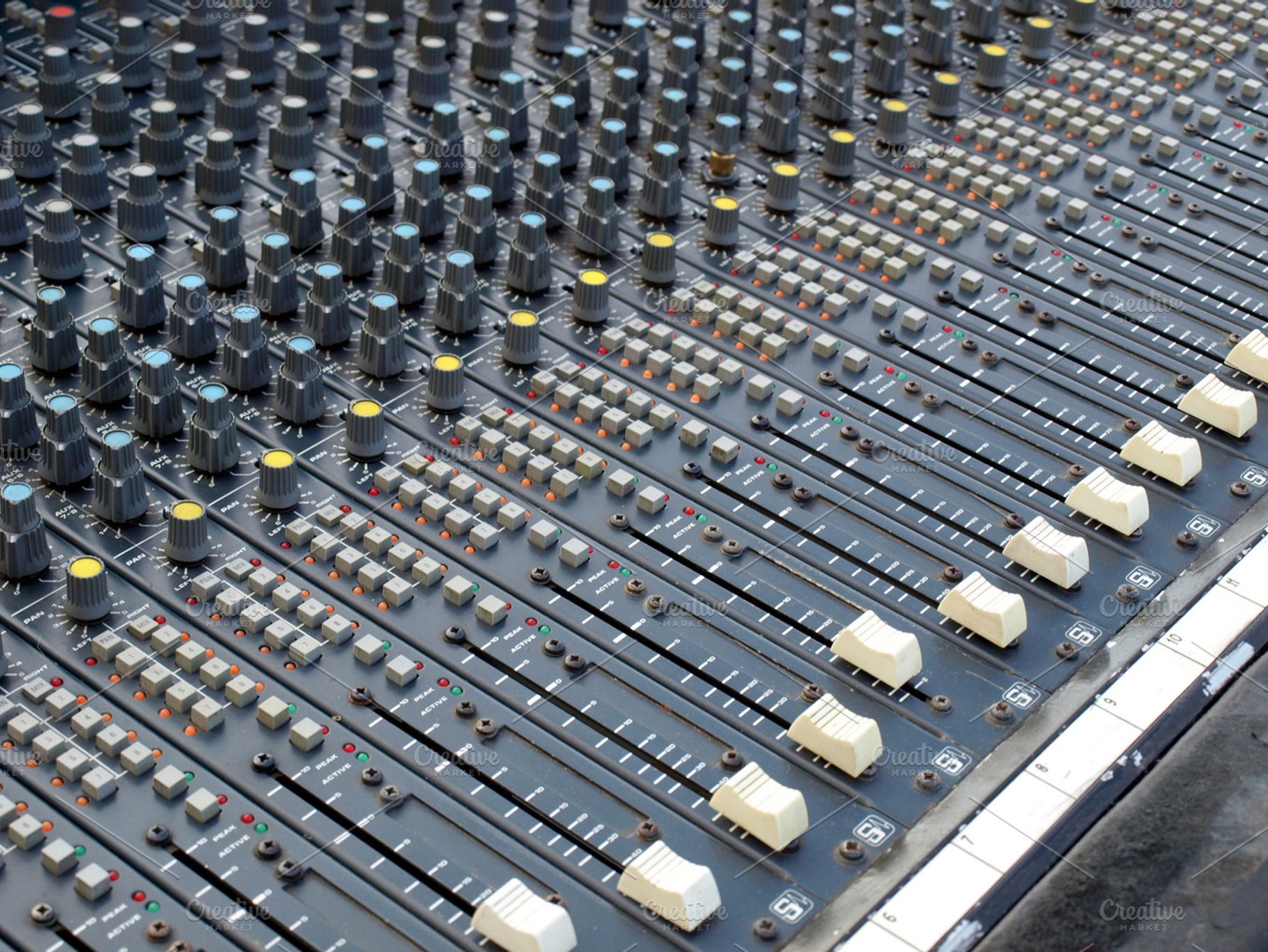 Sound board containing sound, board, and mixing, a Technology Photo by WorldOfPhotos