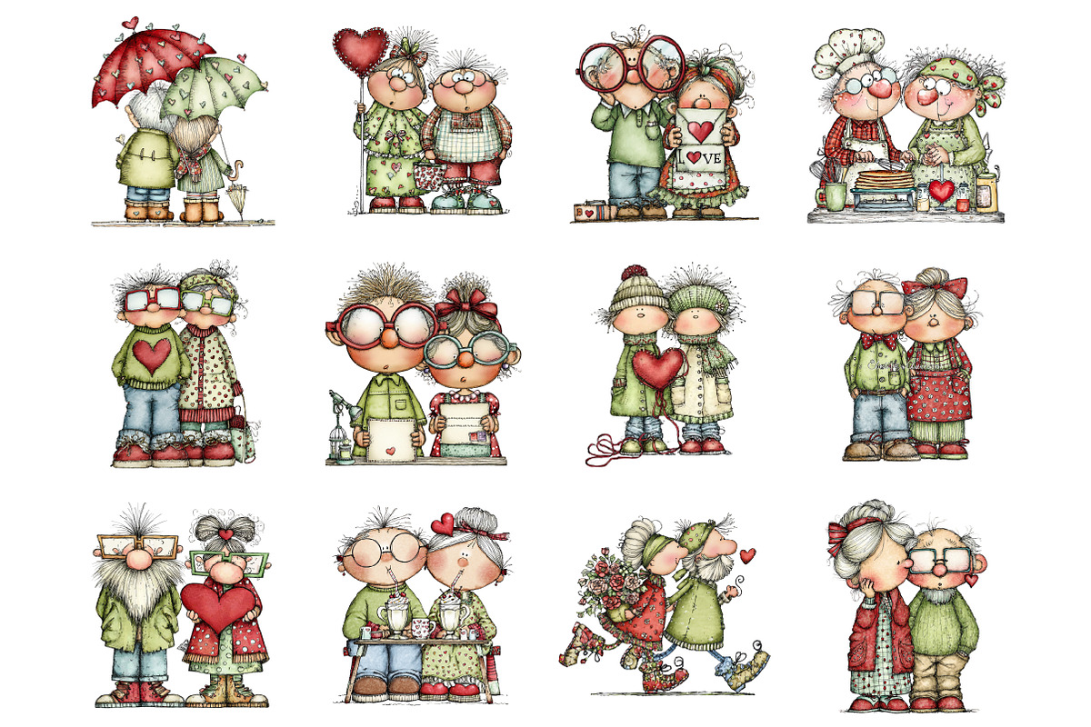 Funny Valentine Old Couple, an Illustration by Design Market (Photo 2 of 3)