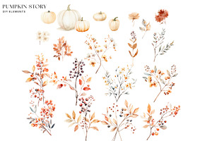 Watercolor Pumpkin Clipart Set