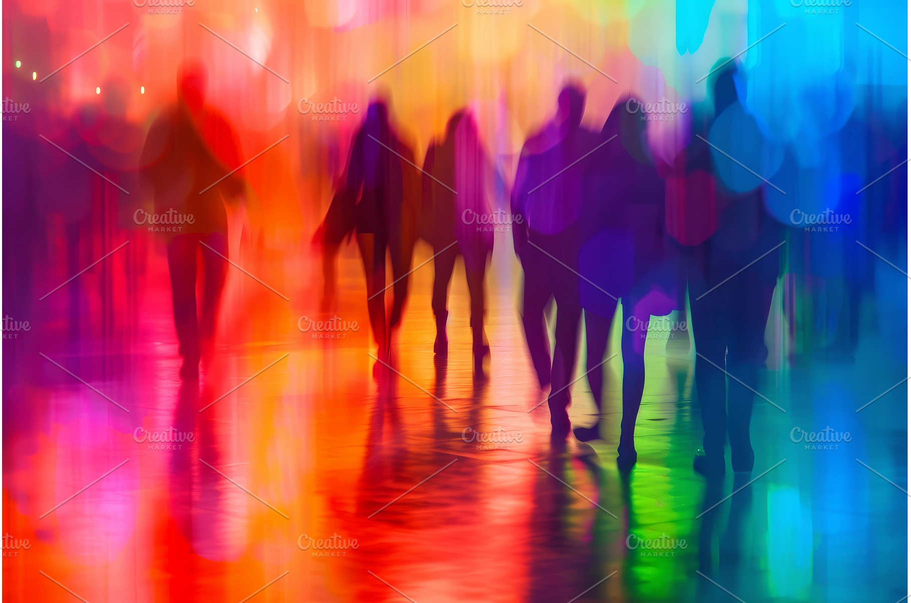 Colorful abstract silhouettes of, an Abstract Photo by Ylivdesign