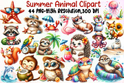 Watercolor Summer Animal Clipart, an Illustration by Sublimation Artist (Thumbnail 1 of 6)
