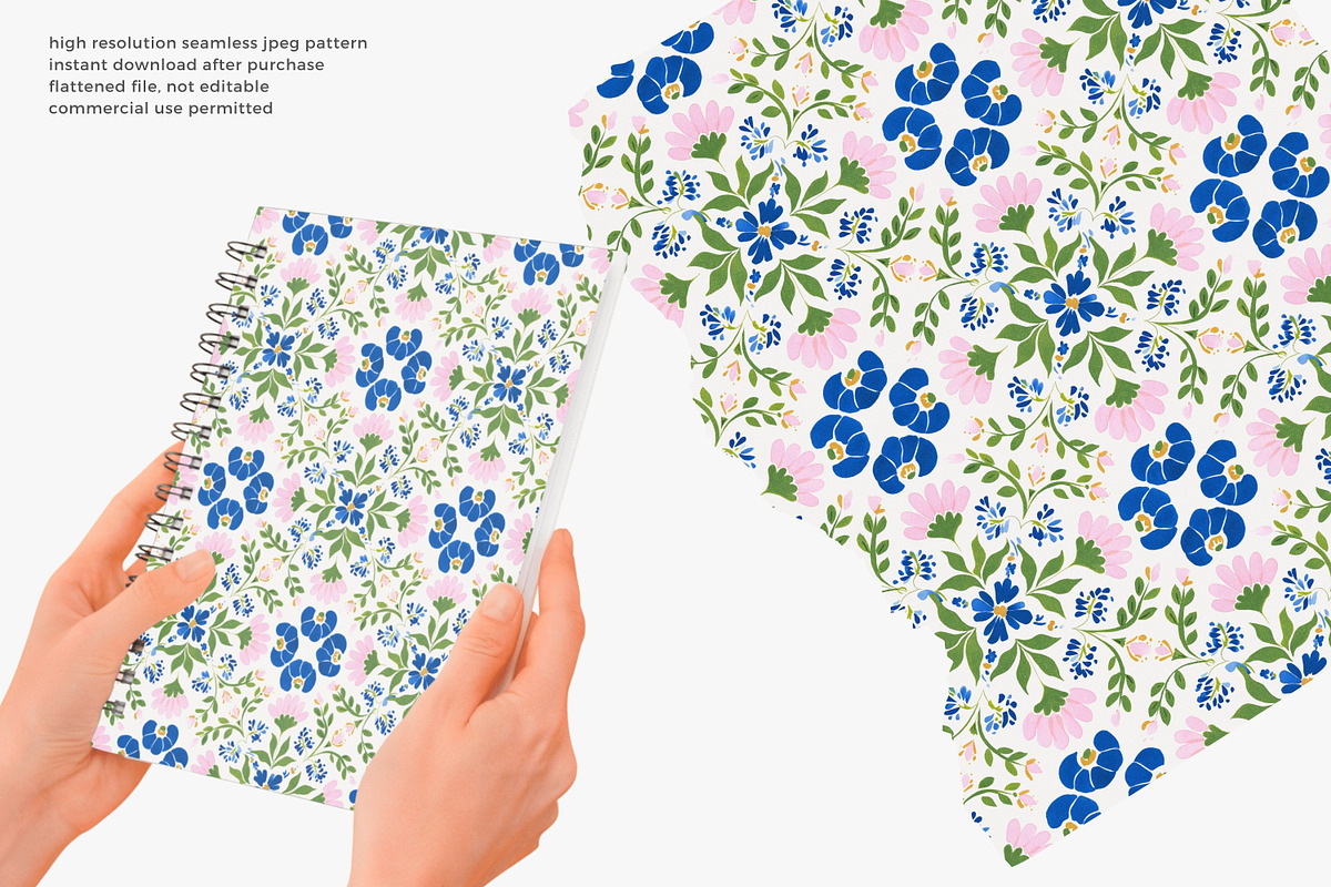 Scandinavian blue folk pattern, a Pattern Graphic by Pink Studio Art (Photo 2 of 4)