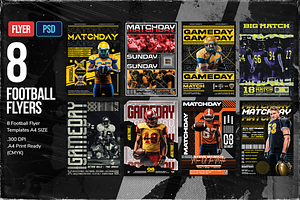 8 Football Flyer Template A4, a Print Template by OnurDemircan